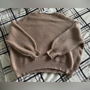 Comfiest Oversized Tan Knit Sweater